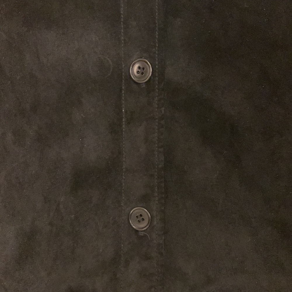 NEW FRONTIER BLACK SUEDE BUTTON UP JACKET WITH REMOVABLE TIE BELT- SIZE SMALL - Picture 5 of 10